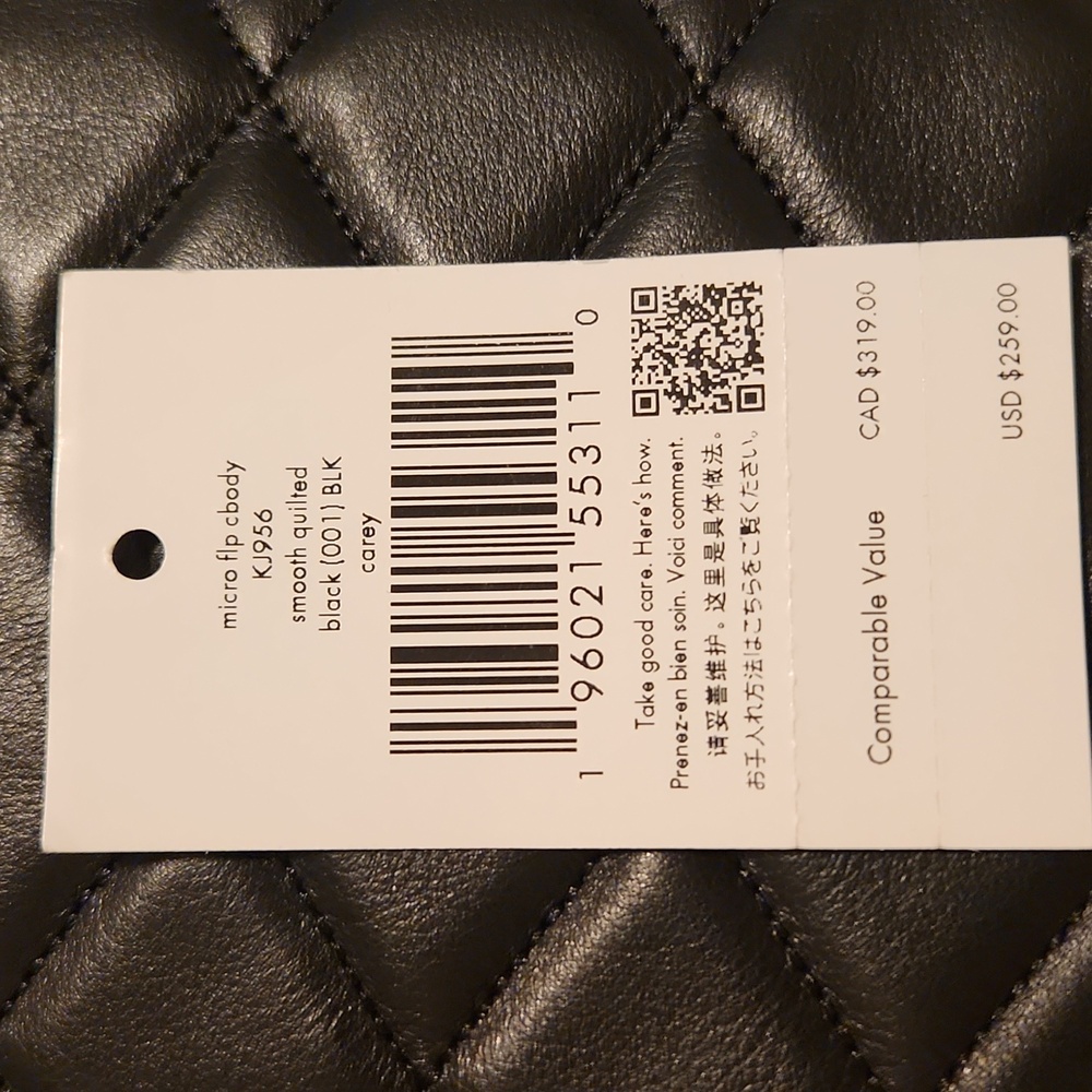 Kate Spade New York Carey Black Smooth Quilted Micro Flip Crossbody Bag - Picture 15 of 15